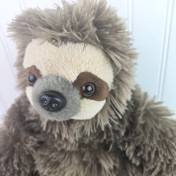 The Bearington Collection Sloth Plush 12 inch Stuffed Animal Brown Sweet Face - Picture 8 of 14